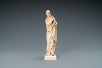 An ivory figure of a Madonna with child, Dieppe, France, early 20th C.