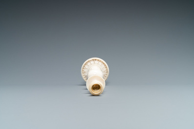 A polished ivory candlestick, probably Dieppe, France, 19th C.