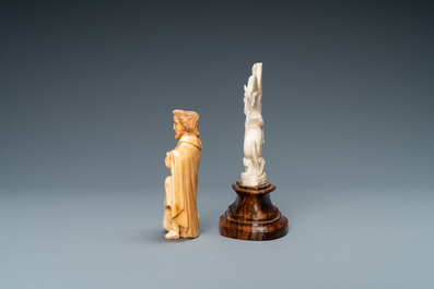 Two ivory figures: a kneeling Saint Joseph, Spain, 17th C. and Saint George with the dragon, 19/20th C.