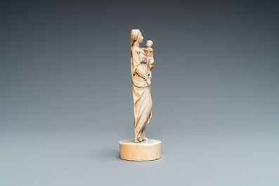 An ivory figure of a Madonna with child, Dieppe, France, 18th C.