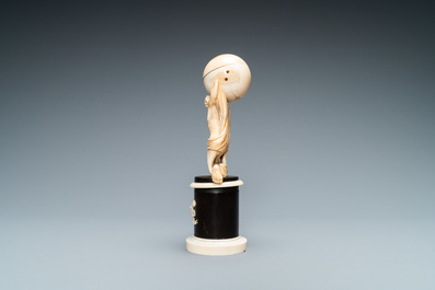 An ivory figure of Atlas carrying the globe, probably Dieppe, 19th C.