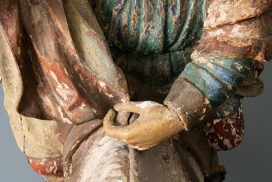 Un important groupe en bois polychrom&eacute; de Saint Jacques de Z&eacute;b&eacute;d&eacute;e, Espagne, 16&egrave;me