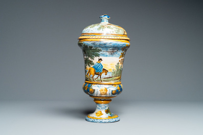 A polychrome urn and cover, Castelli, Italy, 18th C.