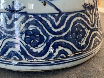 A large imperial Chinese blue and white 'zun' vase, Wanli mark and of the period