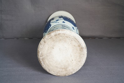 A large imperial Chinese blue and white 'zun' vase, Wanli mark and of the period