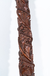 A mahogany boat mast with oak scrolls, France or Italy, 18th C.