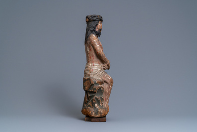 Une statue de Christ aux liens en tilleul ou peuplier sculpt&eacute; et polychrom&eacute;, Allemagne, 15&egrave;me