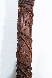 A mahogany boat mast with oak scrolls, France or Italy, 18th C.