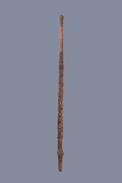 A mahogany boat mast with oak scrolls, France or Italy, 18th C.