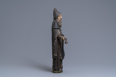 Une statue de Saint Antoine en ch&ecirc;ne sculpt&eacute; et polychrom&eacute;, 16&egrave;me