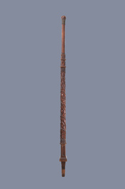 A mahogany boat mast with oak scrolls, France or Italy, 18th C.