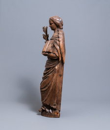 A large oak figure of Saint-Ursula the martyr, 1st half 16th C.