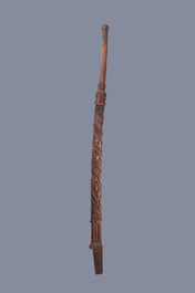 A mahogany boat mast with oak scrolls, France or Italy, 18th C.