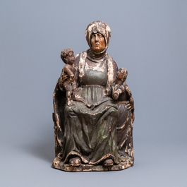 A large polychromed limewood Saint Anne Trinity group, Germany, dated 1519