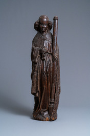 An oak figure of an angel holding the Instruments of the Passion, Brabant region, Southern Netherlands, early 15th C.