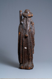 An oak figure of an angel holding the Instruments of the Passion, Brabant region, Southern Netherlands, early 15th C.