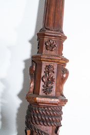 A mahogany boat mast with oak scrolls, France or Italy, 18th C.