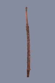 A mahogany boat mast with oak scrolls, France or Italy, 18th C.