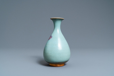 A Chinese 'yuhuchunping' junyao-glazed vase, probably Yuan or Song