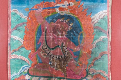 Un thangka &agrave; decor de Hayagriva, Tibet, 19&egrave;me