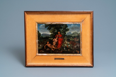Vlaamse school, omgeving van Jan van Kessel (1626-1679), olie op koper: De schepping van Eva