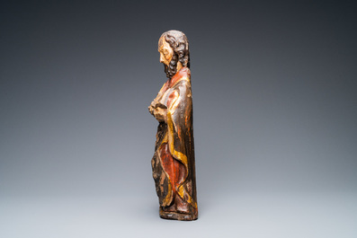 A polychromed wooden figure of Saint-Peter, France, 16th C.