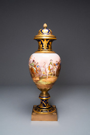 A large French Napoleonic S&egrave;vres-style vase with gilded bronze mounts, signed Desprez, 19th C.