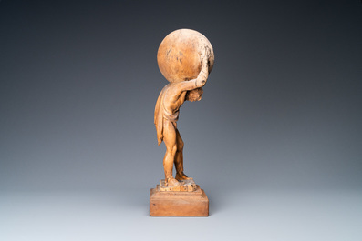 A limewood figure of Atlas carrying the globe, Germany, ca. 1700