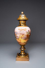 A large French Napoleonic S&egrave;vres-style vase with gilded bronze mounts, signed Desprez, 19th C.