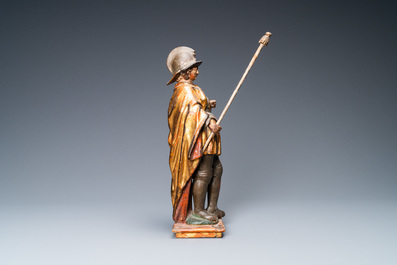 A polychromed and gilded wooden figure of Saint Georges, Southern Germany, 1st quarter 17th C.