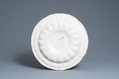 A large monochrome white lobed dish, Saint Jean du D&eacute;sert or Marseille, France, 17th C.