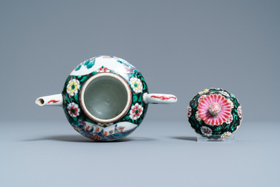 A Chinese famille rose teapot on stand, Yongzheng