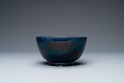 A Chinese monochrome aubergine-glazed bowl, Wanli mark, 19th C.