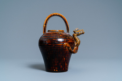 A Vietnamese brown-glazed 'dragon spout' ewer, 15/16th C.