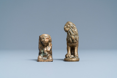 Two small bronze models of lions, 16th C.