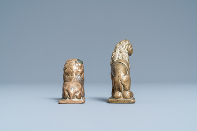 Two small bronze models of lions, 16th C.