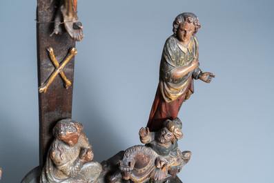 A polychromed wooden crucifixion group, Northern Italy, 16th C.