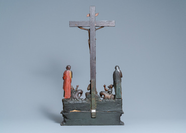 Une crucifixion en bois sculpt&eacute; et polychrom&eacute;, Italie du Nord, 16&egrave;me