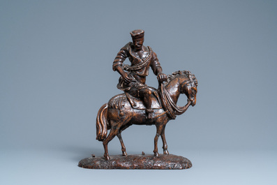 An oak figure of a rider on horseback, 1st half 16th C.