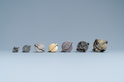 Seven bronze nests of weights, France and/or Germany, 18/19th C.