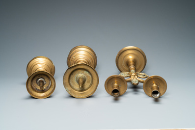 Three bronze candlesticks, Flanders and Germany, 16th C.