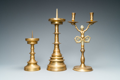 Drie bronzen kandelaars, Vlaanderen en Duitsland, 16e eeuw