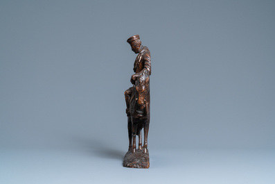 Une statue d'un cavalier en ch&ecirc;ne sculpt&eacute;, 1&egrave;re moiti&eacute; du 16&egrave;me