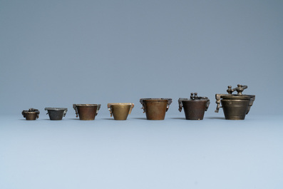 Seven bronze nests of weights, France and/or Germany, 18/19th C.