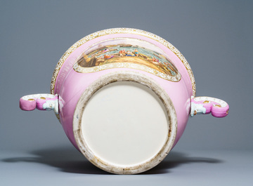 An exceptionally large 'Pompadour' pink-ground porcelain jardini&egrave;re, possibly S&egrave;vres, 19th C.