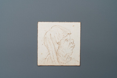 Italiaanse school, naar Leonardo da Vinci, pen en bruine inkt op papier, eind 19e eeuw: Tien karikaturen