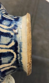 A blue and white Antwerp maiolica 'a foglie' wet drug jar, 2nd half 16th C.