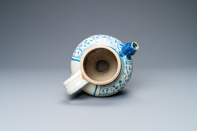 A blue and white Antwerp maiolica 'a foglie' wet drug jar, mid 16th C.