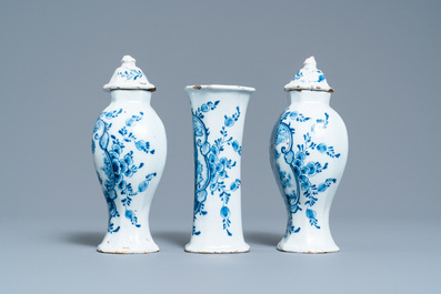 A varied collection of Dutch Delft blue and white and polychrome pottery, 18th C.