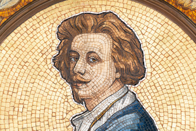 A glass mosaic after the self-portrait of van Dyck, attributed to G. vd Laan, ca. 1900